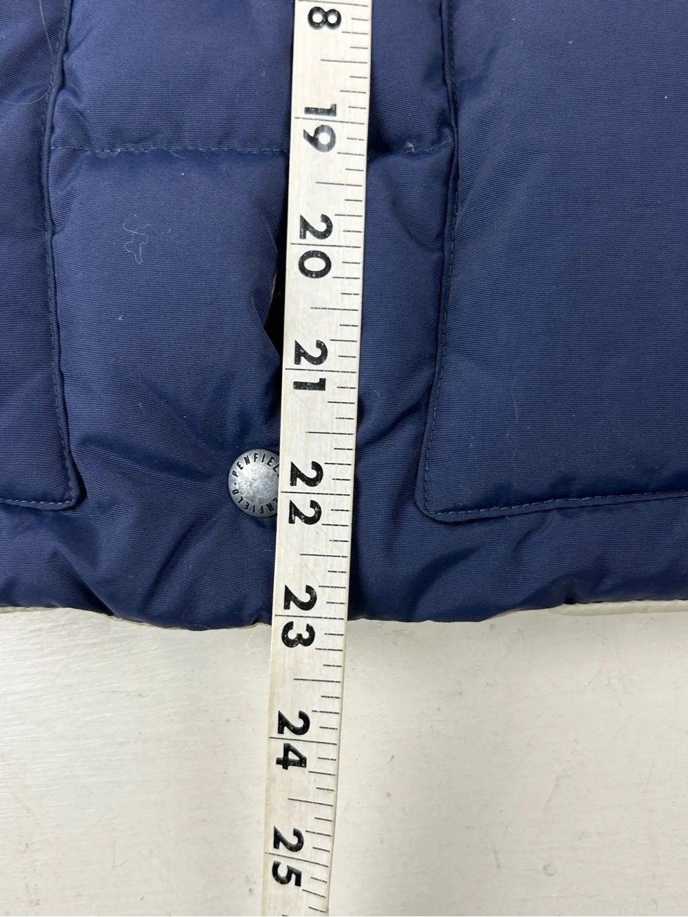Madewell X Penfield Lucedale Down Puffer Vest With Hood Womens Medium Navy Blue